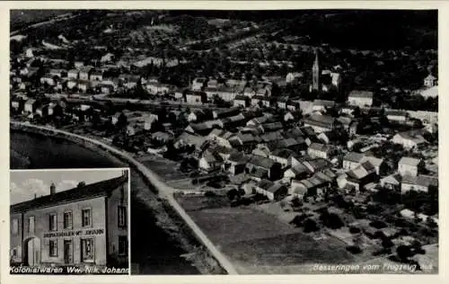 Ak Besseringen Merzig im Saarland, Luftbild von  Kolonialwaren Ww. Nik. Johann, Umgebung