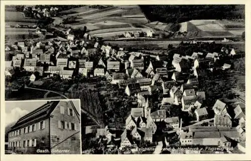 Ak Reichenschwand Mittelfranken, Luftaufnahme von  Gasthaus Schorrer, landschaftliche Umgebung