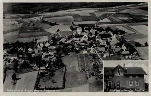 Ak Pettendorf (bei Regensburg) in der Oberpfalz, Luftaufnahme Pettendorf, Bäckerei Handio, Straim