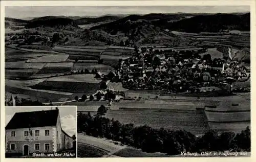 Ak Amberg in der Oberpfalz Bayern, Luftaufnahme Velburg, Gasthaus weißer Hahn, ländliche Umgebung