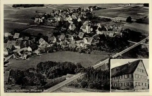 Ak Oberferrieden Burgthann im Nürnberger Land, Fliegeraufnahme, Gastwirtschaft zur Krone
