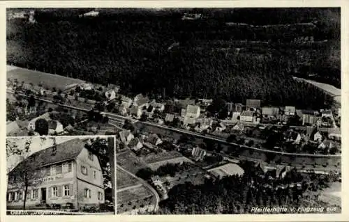 Ak Pfeifferhütte Schwarzenbruck in Mittelfranken Bayern, Luftbild von  Gasthaus Jägerruh, ruhige 