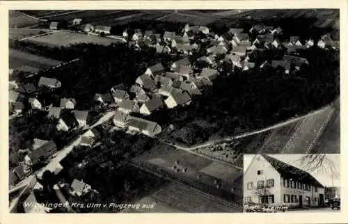 Ak Wippingen Blaustein in Württemberg, Fliegeraufnahme vom Ort, Gasthof