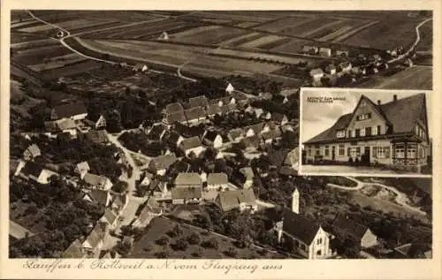 Ak Lauffen am Neckar, Luftaufnahme, Ort, Häuser, Felder, Flugzeugansicht
