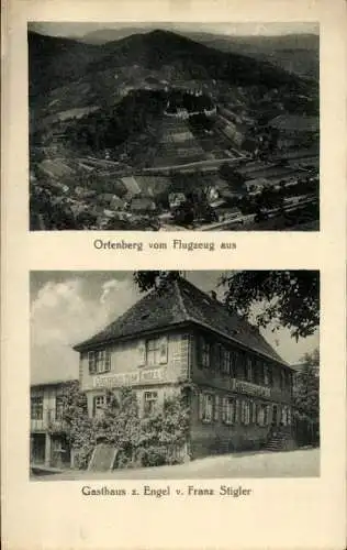 Ak Ortenberg in Hessen, Luftaufnahme, Gasthaus zum Engel, Franz Stigler