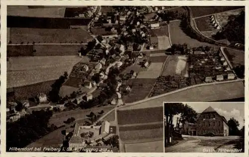 Ak Hilbersdorf (bei Freiberg) Sachsen, Luftbild, Gasthaus Hilbersdorf