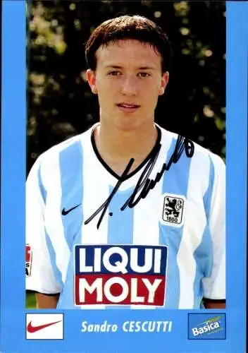 Autogrammkarte Fußballer Sandro Cescutti, TSV 1860 München, Autogramm