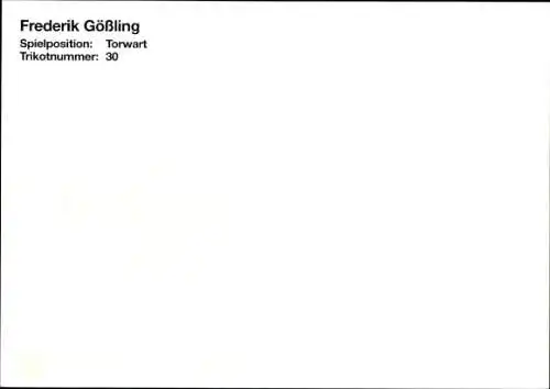 Autogrammkarte Fußballer Frederik Gößling, DSC Arminia Bielefeld, Autogramm