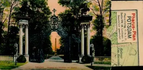Leporello Ak Potsdam, Sanssouci, Obelisk