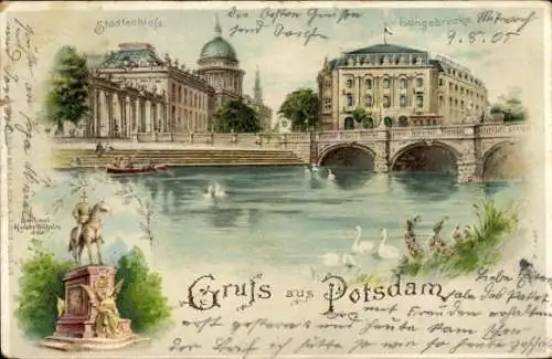 Litho Potsdam, Stadtschloss, Langebrücke, Denkmal