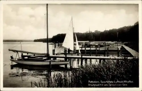 Ak Potsdam, Sportplatz Luftschiffhafen, Strand, Templiner See