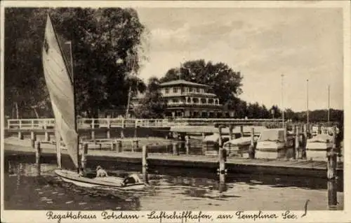 Ak Potsdam, Luftschiffhafen, Templiner See, Regattahaus