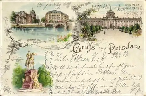 Litho Potsdam, Neues Palais, Denkmal, Stadtschloss