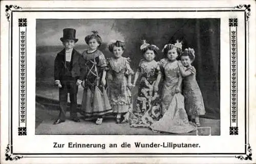 Passepartout Ak Erinnerung an die Wunderliliputaner