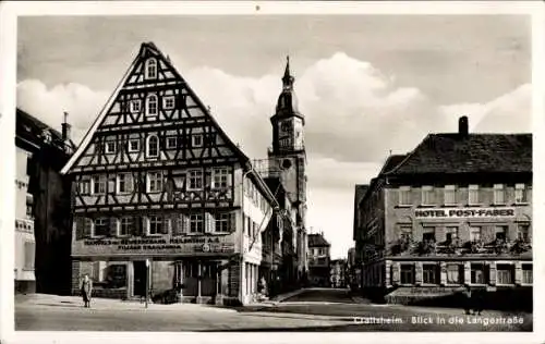 Ak Crailsheim in Württemberg, Langestraße, Hotel Post-Faber