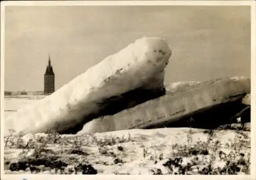 Foto Ak Nordseebad Wangeroog Wangerooge in Ostfriesland, Eisschollen, Wattenmeer, Winter 1954