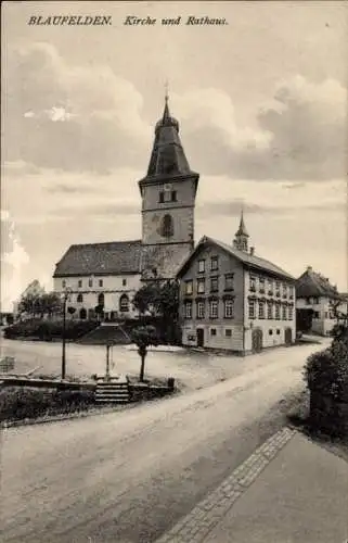 Ak Blaufelden Baden Württemberg, Kirche, Rathaus