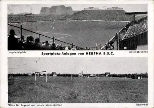 Ak Berlin Wedding Gesundbrunnen, Hertha BSC, Sportplatzanlagen, Hauptspielplatz, Fußball