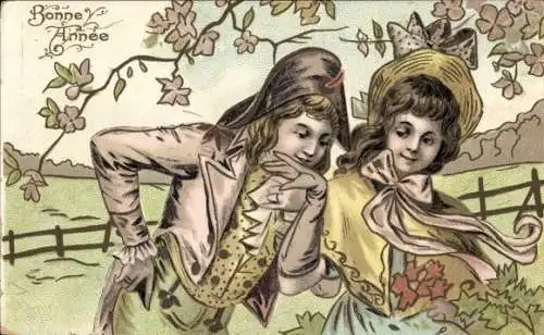 Künstler Ak Glückwunsch Neujahr, French Couple