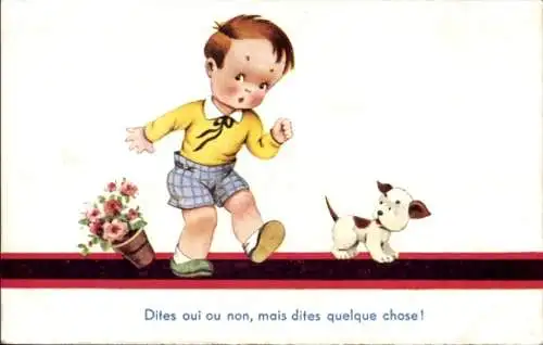 Ak Dites oui ou non, mais dites quelque chose, Junge mit Hund