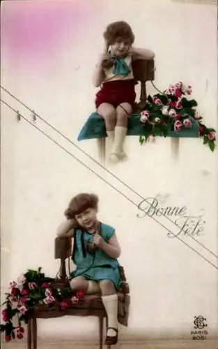 Ak Glückwunsch, Kinder beim Telefonieren, Telefonat, Telefon