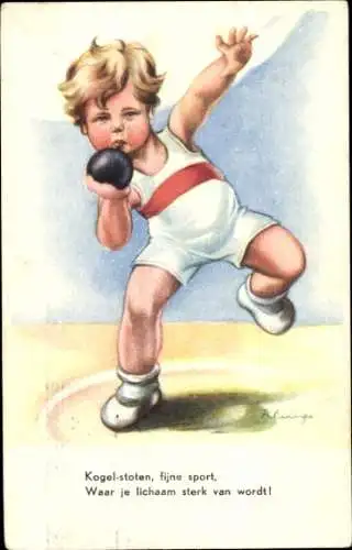 Künstler Ak Leichtathletik, Kugelstoßen, Sport