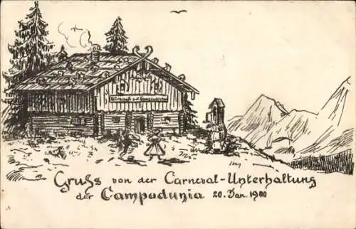 Ak Karneval-Unterhaltung der Campodunia, 1900