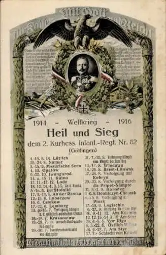 Ak Göttingen in Niedersachsen, Ehrentafel des II. Kurhessischen Infanterie Regiments Nr 82, Portrait