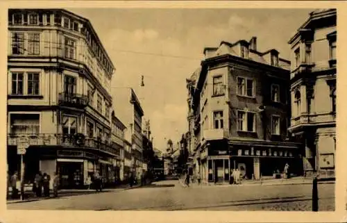 Ak Teplice Teplitz Region Aussig, Stadtansicht, Krupská Ulice, historische Architektur, Mensch...
