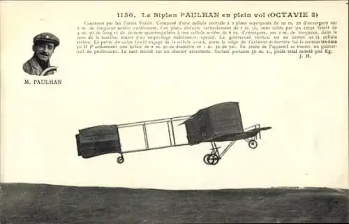 Ak Der Paulhan-Doppeldecker im vollen Flug