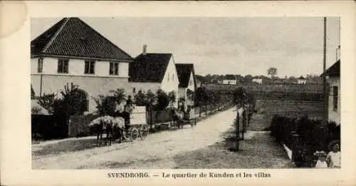 Ak Svendborg Dänemark, Straße mit Pferdewagen, Villen, ländliche Architektur