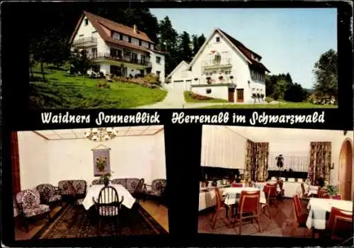 Ak Bad Herrenalb im Schwarzwald, Waidners Sonnenblick, Hotelansicht, Innenräume, Schwarzwald