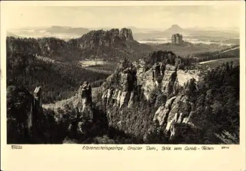 Ak Rathen an der Elbe Sächsische Schweiz, Elbsandsteingebirge, Großer Dom, Carola Felsen