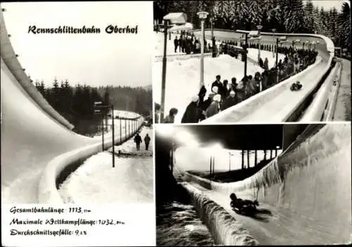 Ak Oberhof im Thüringer Wald, Rennschlittenbahn