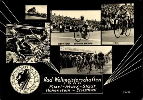Ak Hohenstein Ernstthal, Karl Marx Stadt, Rad Weltmeisterschaft 1960, Bernhard Eckstein, Täve Schur