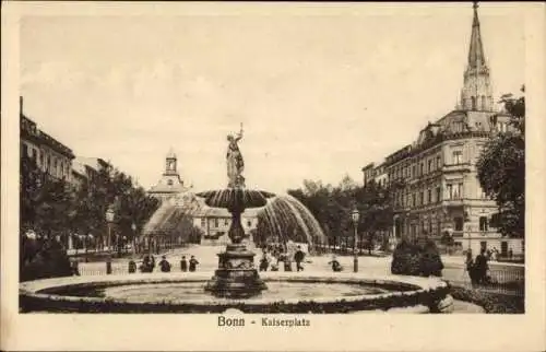 Ak Bonn am Rhein, Kaiserplatz, Brunnen,  Architektur, Pflanzen, Menschen, Stadtansicht