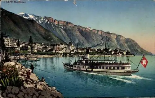 Ak Montreux Kanton Waadt Schweiz, Salondampfer