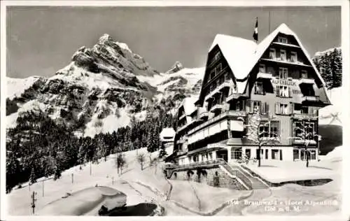Ak Braunwald Kanton Glarus, Hotel Alpenblick, Berge, Schnee, Winterlandschaft, Alpen