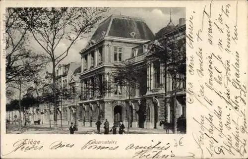 Ak Liège Lüttich Wallonien, Conservatoire, Gebäude, Bäume, ältere Architektur, Stadtansicht