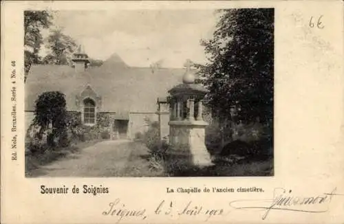 Ak Soignies Wallonien Hennegau, Kapelle des alten Friedhofs,  aus  alte Architektur