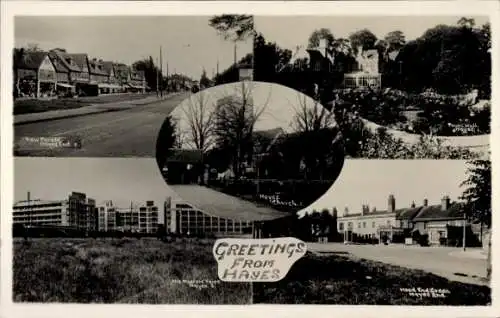 Ak Hayes Common Bromley London England,  mit fünf Bildern, Grüße aus  Gebäude und Straßenansicht