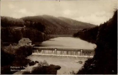 Ak Zschopau im Erzgebirge Sachsen, Bodemer Wehr