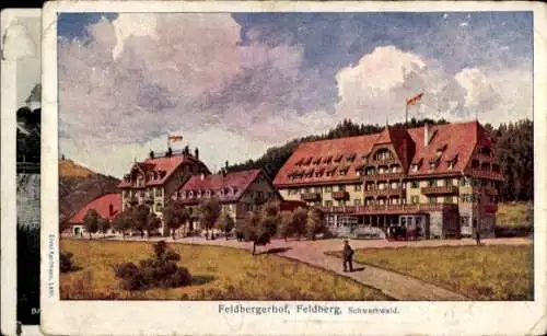 Ak Feldberg im Schwarzwald, Feldbergerhof, äußeres Gebäude, Berglandschaft, Wolken