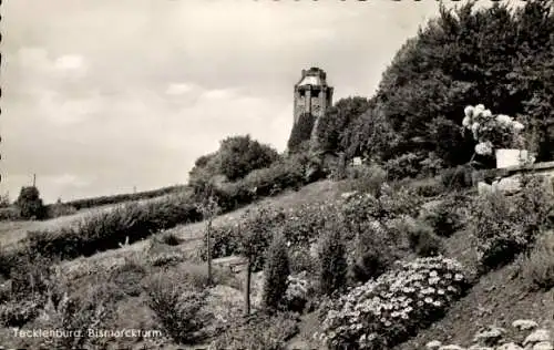 Ak Tecklenburg am Teutoburger Wald Westfalen, Bismarckturm, Gartenlandschaft, Blütenpracht,  Auss