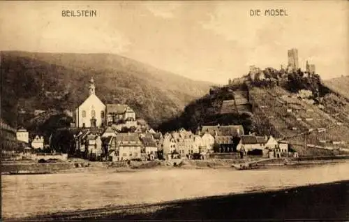 Ak Beilstein an der Mosel, Gesamtansicht, Kirche, Ruine
