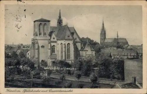 Ak Kevelaer am Niederrhein, Blick auf die Pfarrkirche mit Gesamtansicht