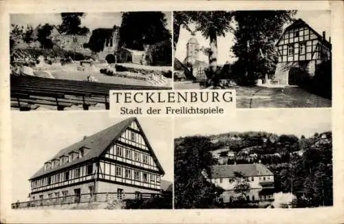 Ak Tecklenburg am Teutoburger Wald Westfalen, Stadt der Freilichtspiele, vier Bilder,  Gebäude, N