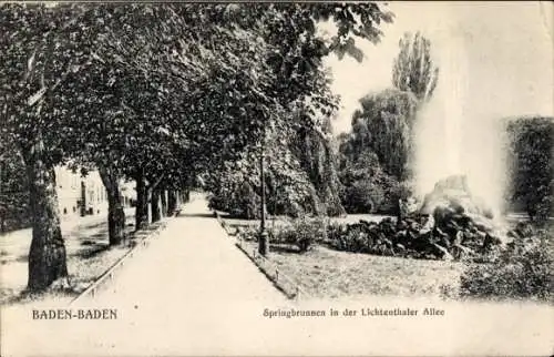 Ak Baden Baden am Schwarzwald, Springbrunnen in der Lichtenthaler Allee