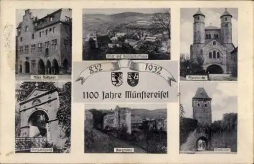 Ak Bad Münstereifel in Nordrhein Westfalen, Altes Rathaus, Blick auf Kneippkurhaus, Pfarrkirche, 