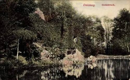Ak Duisburg im Ruhrgebiet,  Steinbruch, Natur, Wasser, Steine, Pflanzen